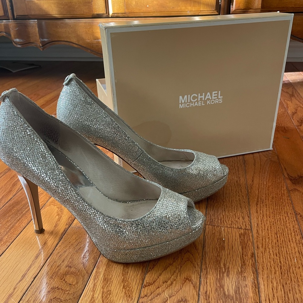 Michael Kors Glittering Silver Platform Heels